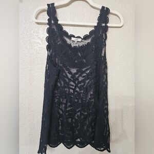 Capri Black Lace Sheer Sleeveless Blouse